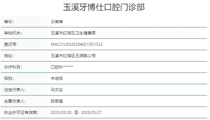 云南玉溪牙博仕口腔醫(yī)院