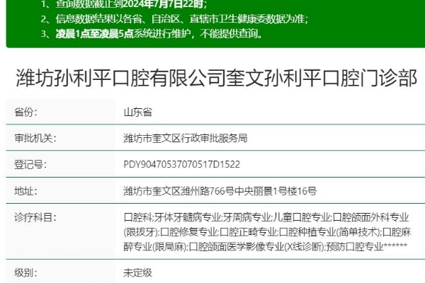 濰坊孫利平口腔門診部