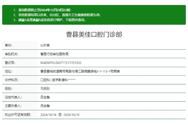 菏澤曹縣美佳口腔門診部