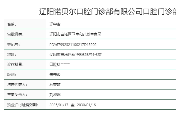 遼陽(yáng)諾貝爾口腔門診部