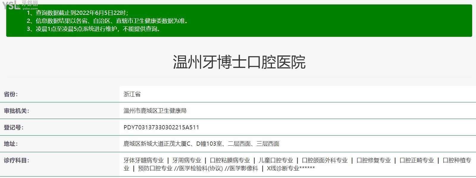 溫州牙博士口腔資質