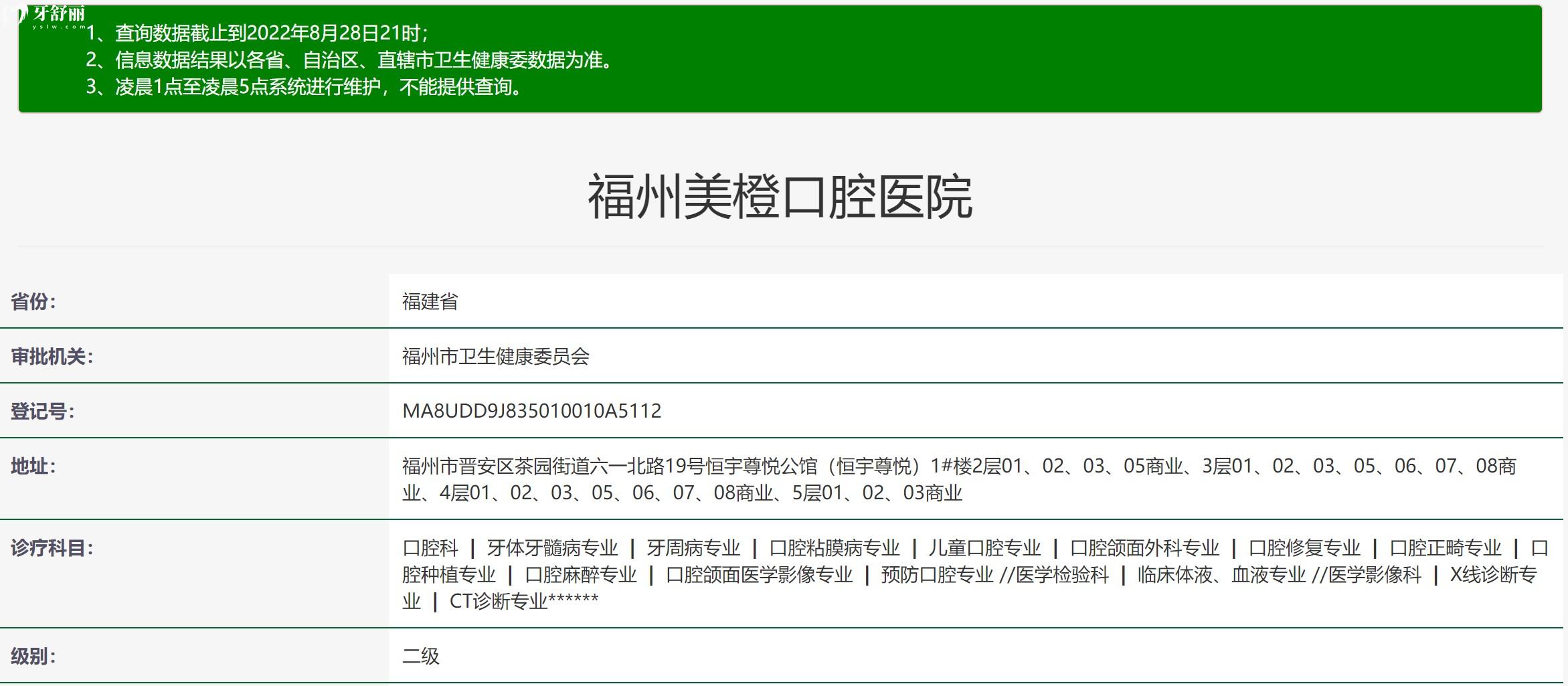 福州美橙口腔醫(yī)院正規(guī)資質(zhì)信息