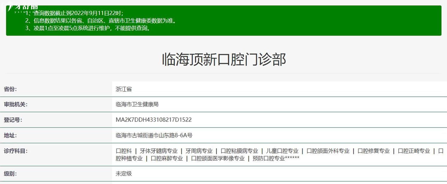 臨海頂新口腔資質(zhì)