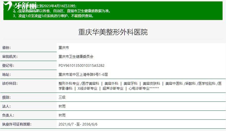 重慶華美口腔科資質(zhì)