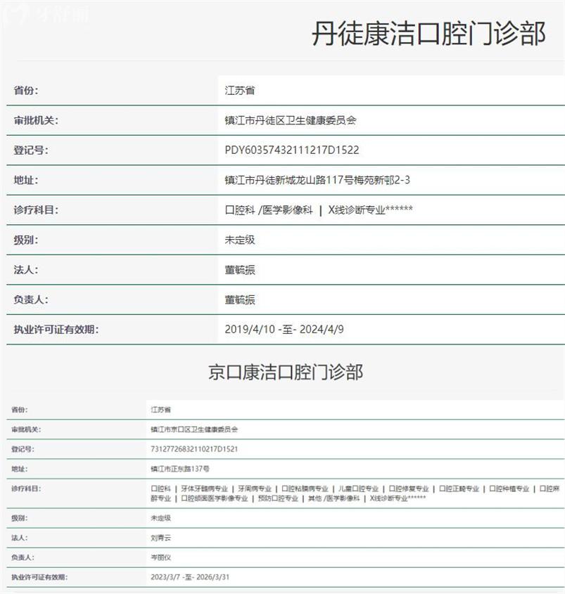 鎮(zhèn)江康潔口腔門診部衛(wèi)健委