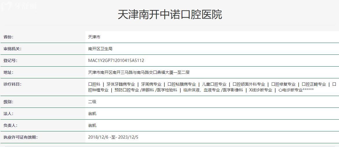 天津中諾口腔醫(yī)院衛(wèi)健委