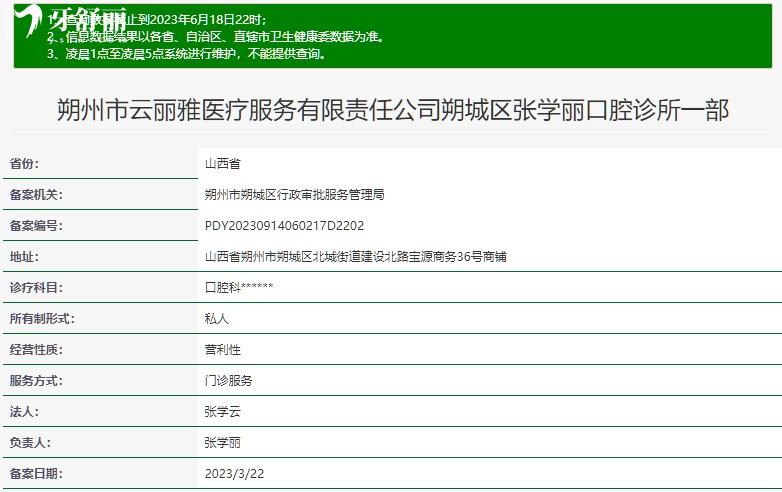 朔州張學麗口腔診所一部審核資質