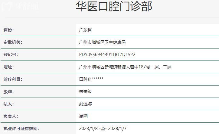 華醫(yī)口腔門診部資質(zhì)