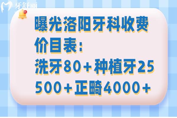 曝光洛陽牙科收費價目表:洗牙80+種植牙25500+正畸4000+