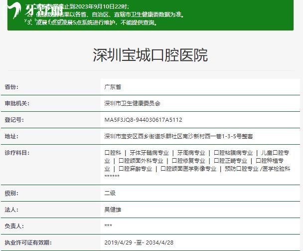 深圳寶城口腔醫(yī)院資質(zhì)