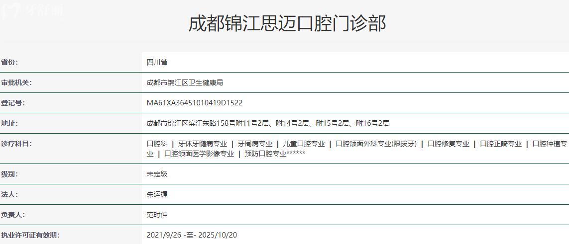 成都思邁口腔醫(yī)院衛(wèi)健委