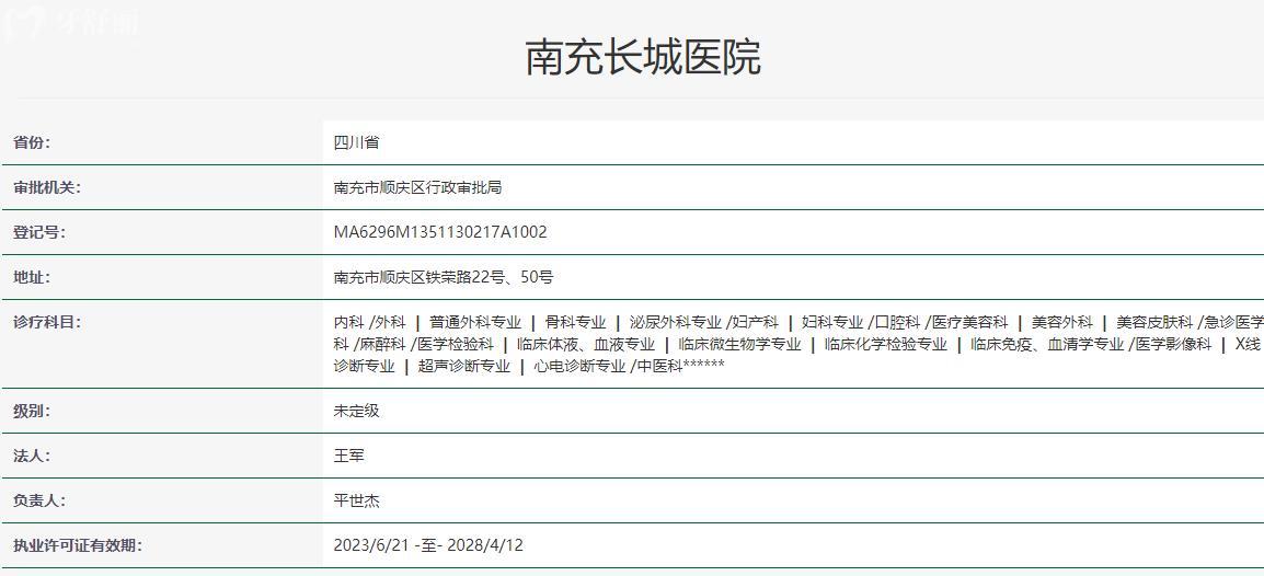 南充長城醫(yī)院口腔科衛(wèi)健委資料