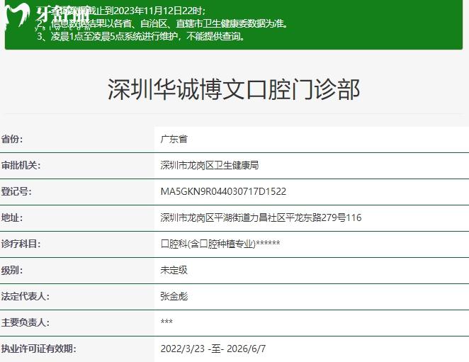 深圳華誠博文口腔門診部資質(zhì)