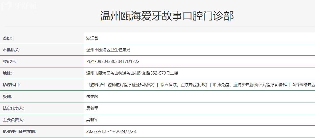 溫州愛牙故事口腔衛(wèi)健委資料