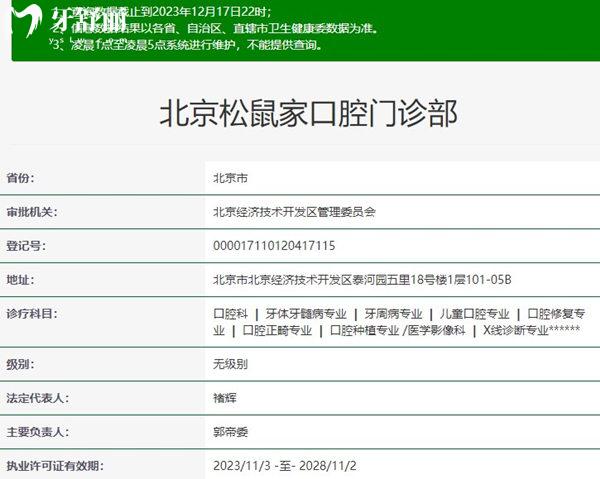 北京松鼠家口腔資質(zhì)