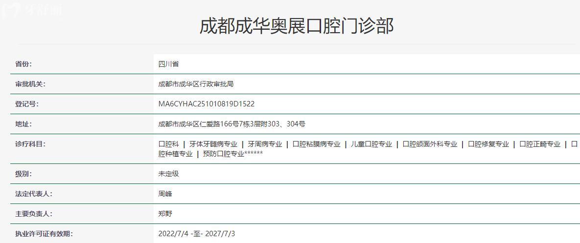 成都奧展口腔衛(wèi)健委資料