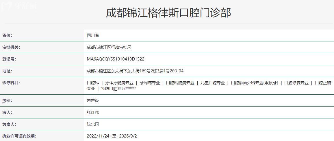成都格律斯口腔收費(fèi)價格查詢