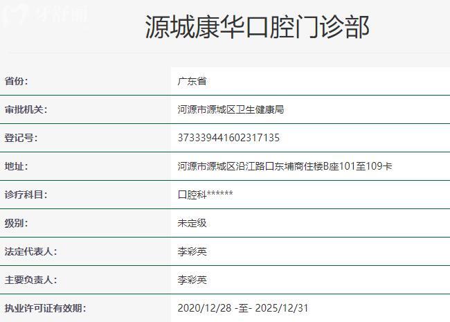 河源康華口腔資質(zhì)