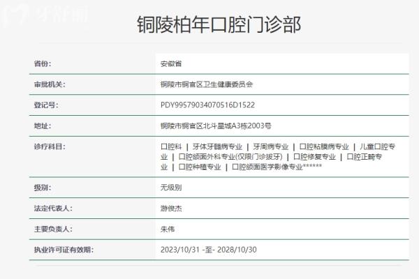 銅陵柏年口腔門(mén)診部