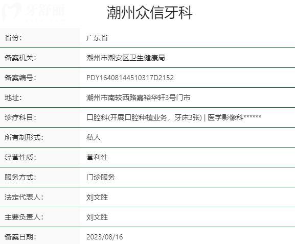 潮州眾信牙科資質(zhì)