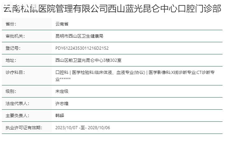 云南昆明松鼠口腔資質(zhì)