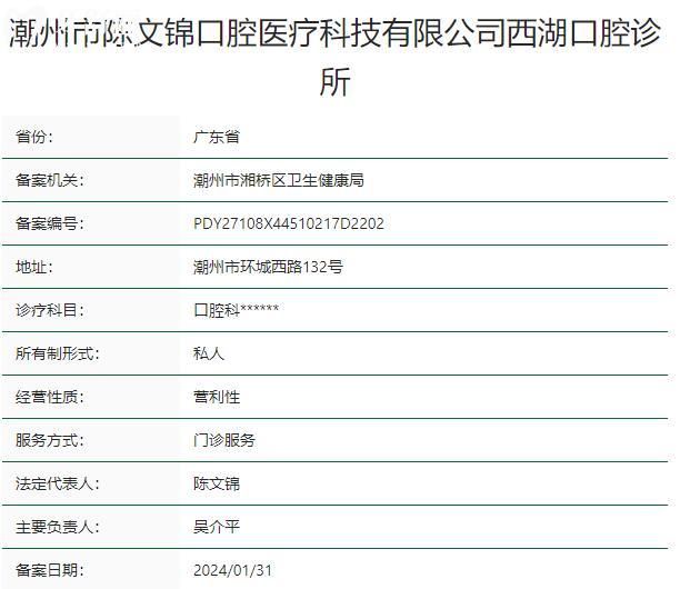 潮州市陳文錦口腔診所資質(zhì)