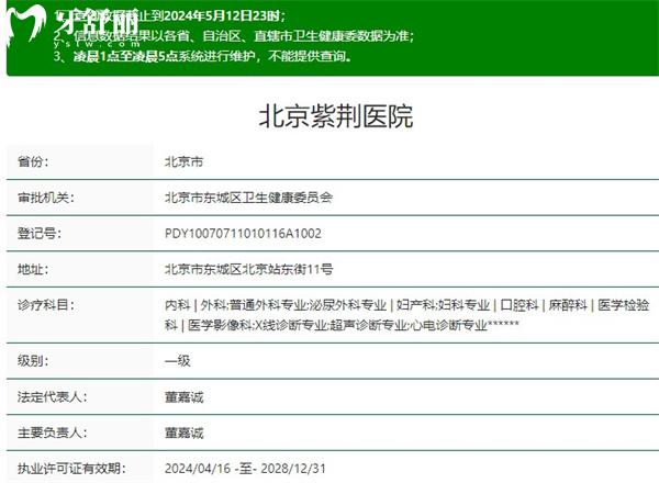 北京紫荊醫(yī)院口腔科資質(zhì)