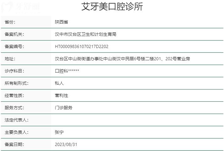 漢中艾牙美口腔診所資質(zhì)