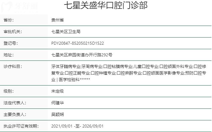 畢節(jié)盛華口腔資質(zhì)
