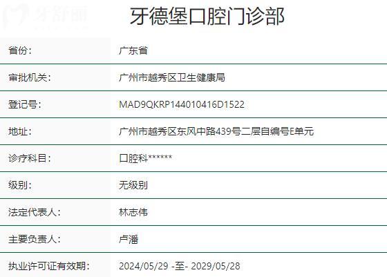 牙德堡口腔門診部資質(zhì)