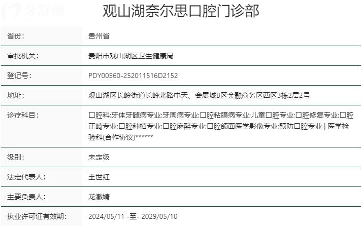 貴陽奈爾思口腔門診部資質(zhì)