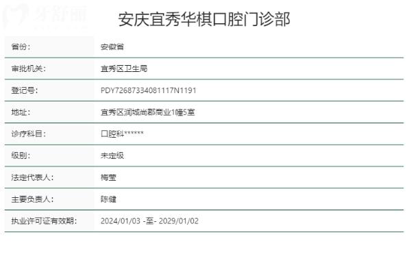 安慶宜秀華棋口腔門診部正規(guī)靠譜嗎