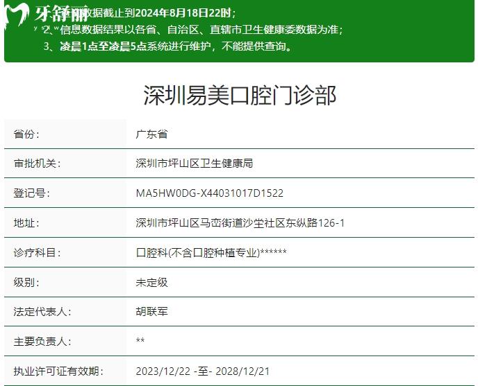 深圳易美口腔門診部資質(zhì)