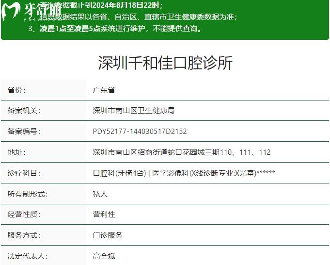 深圳千和佳口腔診所資質(zhì)