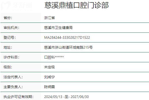 慈溪鼎植口腔門診部資質(zhì)