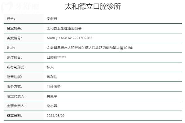 阜陽太和德立口腔診所正規(guī)靠譜嗎
