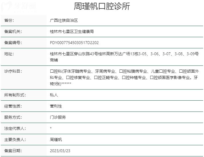 桂林周瑾帆口腔資質(zhì)