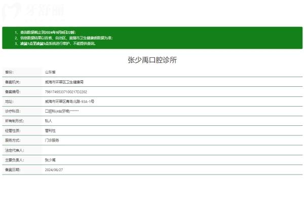 威海張少禹口腔診所地址在哪