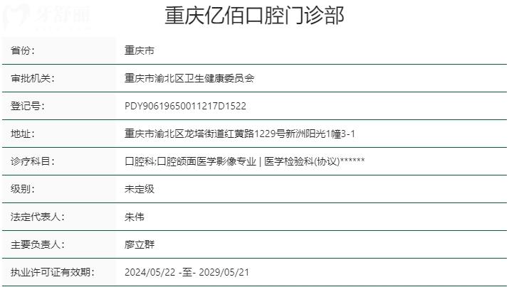 重慶億佰口腔門診部資質(zhì)