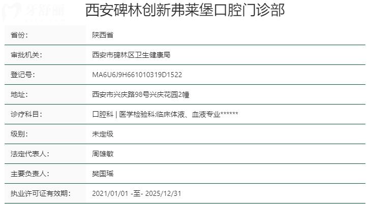 西安弗萊堡口腔資質(zhì)