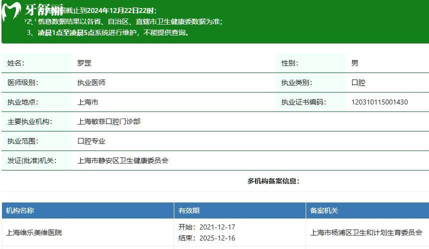上海維樂(lè)口腔羅罡醫(yī)生