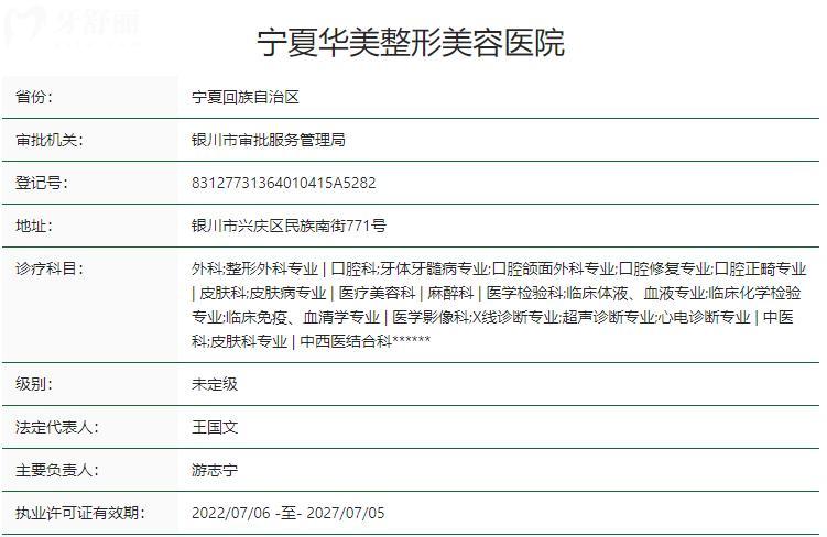 寧夏華美口腔衛(wèi)健委資質(zhì)