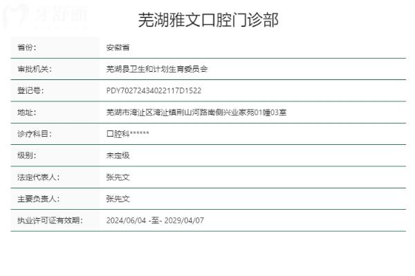 安徽蕪湖雅文口腔門診部正規(guī)靠譜嗎