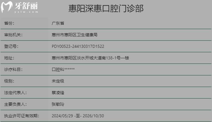 惠州深惠口腔醫(yī)院資質(zhì)
